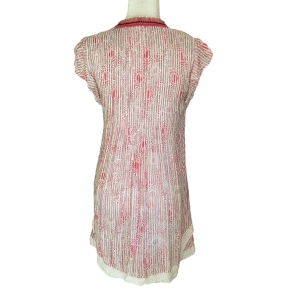 Poupette St Barth Sasha Pink Floral Fringe Crochet Pintuck Babydoll Dress  XS - Picture 9 of 16